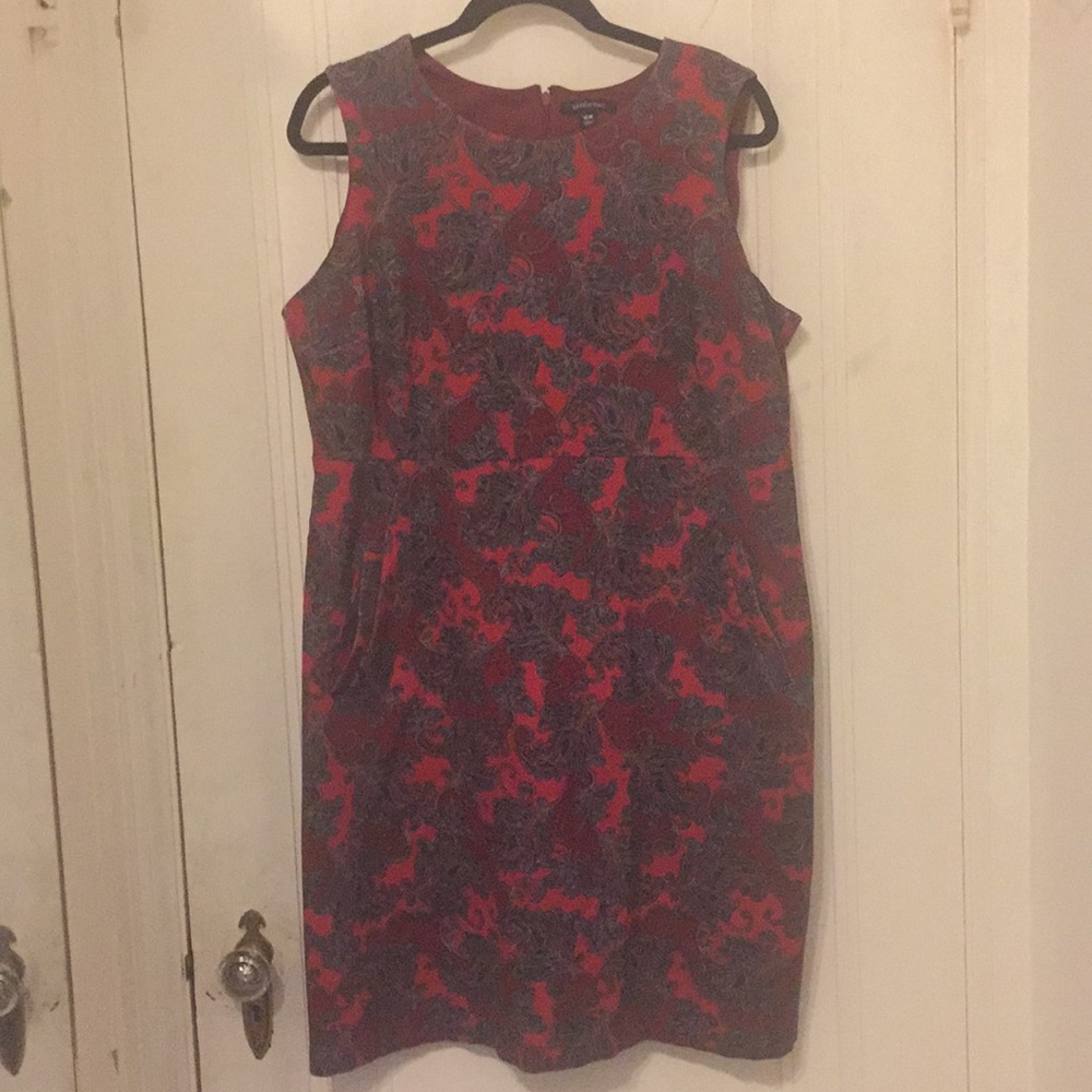 Lands End Red Paisley Sheath Dress